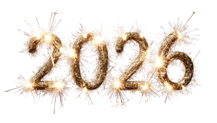 Sparkling fireworks display spelling out the new year 2020