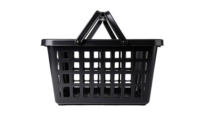 Fototapeta premium Black Plastic Shopping Basket with Double Handles Isolated