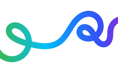 Abstract colorful gradient squiggle line vector with flowing curved stroke in green, blue, and purple for modern backgrounds, posters, branding, social media, digital art, and graphic design