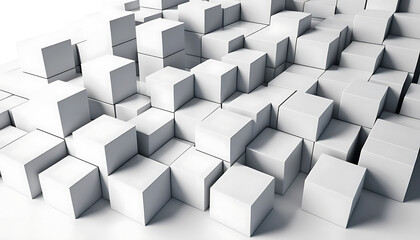 Obraz premium Abstract White Geometric Cubes Pattern on White Background for Modern Design