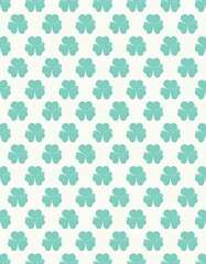 Repeating teal clover pattern on white