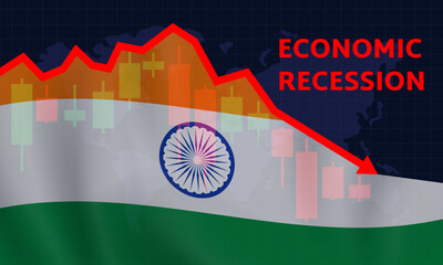 india economic recession graph down financial  crisis concept vector illuistration 