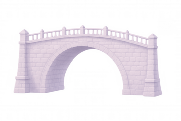 White stone arch bridge with railings on a transparent background, perfect for architectural or design projects