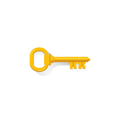 A delicate yellow key illustrated in a minimalist flat style.