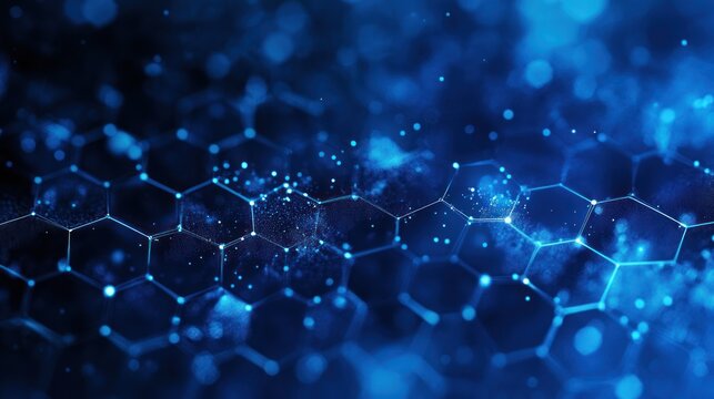 Blue honeycomb structure, digital abstract background, data processing and futuristic technology - Powered by Adobe