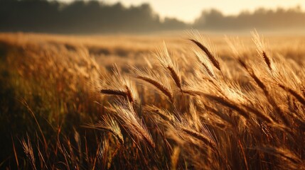 Golden wheat field at sunrise