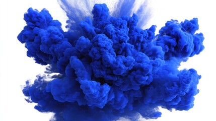 Obraz premium Vivid blue pigment explosion on white background studio shot abstract art concept dynamic vibrant cloudlike form