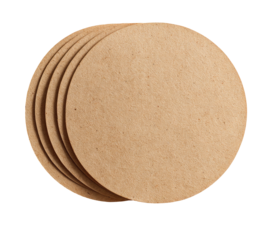 Stacked light beige circular discs