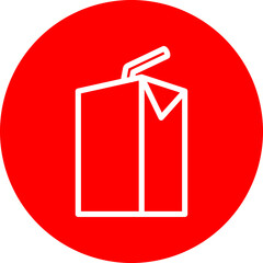 Juice Box Vector Line White Circle Red Icon Design