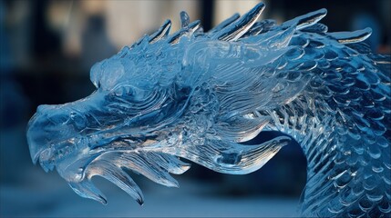 Ice dragon sculpture detail