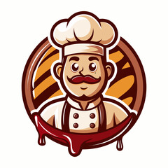Chocolate Chef Logo Design with Dripping Cocoa Effect, Gourmet Chocolate Branding, Sweet Dessert Illustration, Vector Graphic for Bakery Business