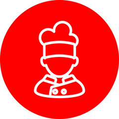 Chef Avatar Vector Line White Circle Red Icon Design