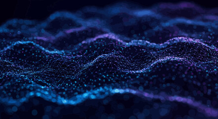 Abstract network background with connecting dots and lines on dark blue surface