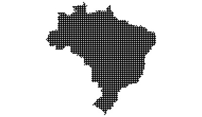 Detailed dotted map of Brazil with a black geometric pattern creates a striking visualization against the bright white background, ideal for data representation and design projects