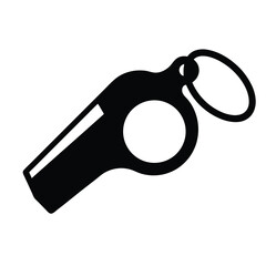 Black and white vector image of a traditional whistle with a ring