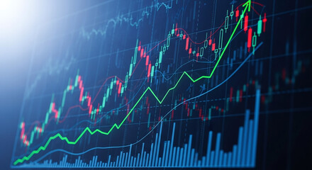 Stock market investment trading graph growth. Trade business analytics graph and financial chart.