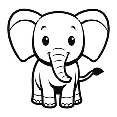 Fototapeta premium Cute cartoon elephant with big ears and a happy smile