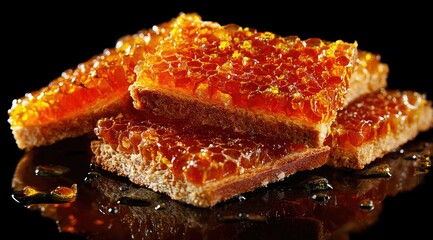 Honey-glazed toast slices, close-up