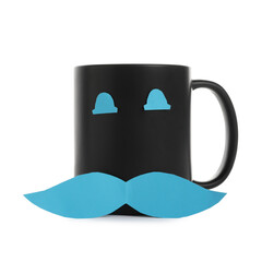 Happy Father's Day. Cup with paper face isolated on white