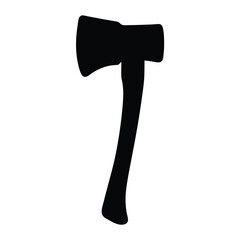 Stylized Black Silhouette of a Single Axe on a White Background