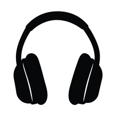 Black and white headphones silhouette image for music listening and enjoyment