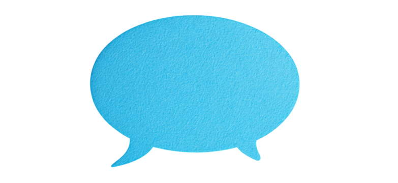 Light-blue speech bubble graphic