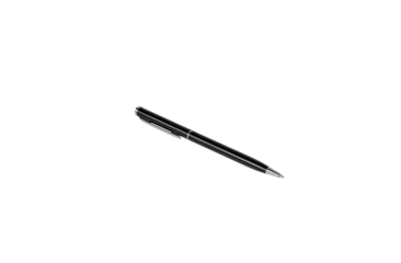 Classic black ballpoint pen for writing business documents. An elegant corporate tool for signing contracts isolated on white background with clipping path.