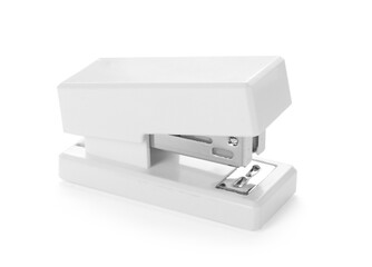 One new plastic stapler isolated on white
