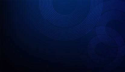 A captivating dark blue gradient background features softly glowing concentric circles, creating an elegant and modern abstract design with a sense of depth and sophistication