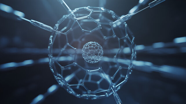 A complex nanotechnology sphere with intricate connections and futuristic design