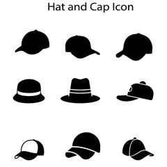 Hat and Cap Icon Set silhouttes