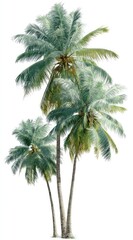 Fototapeta premium Three tropical palm trees against white