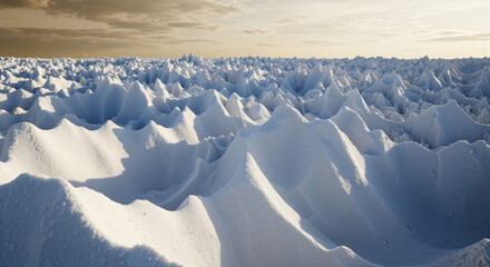 Abstract White Peaks and Valleys Under Warm Sky