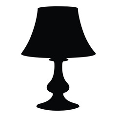 Silhouette of a table lamp with a fancy base and lampshade