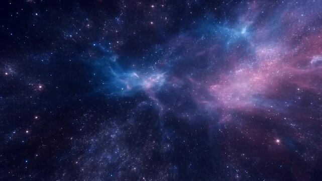 Vast Cosmic Starfield with Glowing Blue and Pink Galactic Nebulae