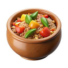 3d delicious grain bowl with vegetables isolated on transparent background