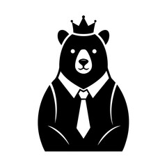 King bear in suit and tie silhouette