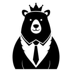 King bear wearing a suit and crown silhouette