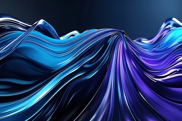 Abstract flowing blue and purple light waves on a dark background representing sound energy or digital data streams