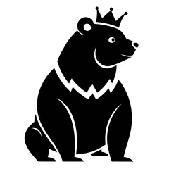 Majestic bear king sitting proudly silhouette