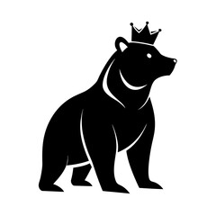 King bear silhouette wearing a crown silhouette