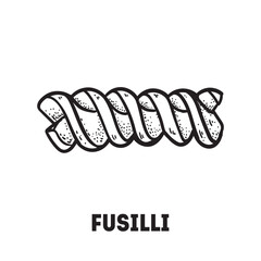 Pasta fusilli sketch. Italian food. Hand drawn vector illustration. Fusilli pasta Engraved style. Detailed black and white illustration.