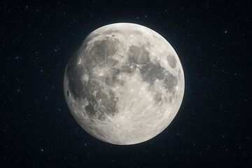 Naklejka premium Glowing Full Moon in the Starry Night Sky