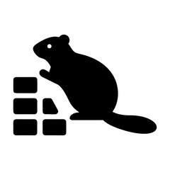 Squirrel standing next to blocks silhouette