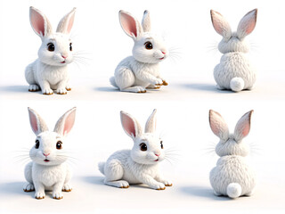 Fototapeta premium Adorable Fluffy White Rabbit Collection
