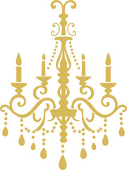 Ornate Gold Chandelier Illustration 
