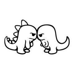 2 Enemy T-Rex Stegosaurus Friends Angry Argue Evil Team Fight