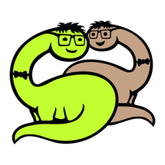 2 Brachiosaurus Nerd Geek Smart Long Neck Dino Friends Team Intelligent Horn-Rimmed Glasses Bow Tie