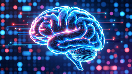 Digital Human Brain with Connecting Lines