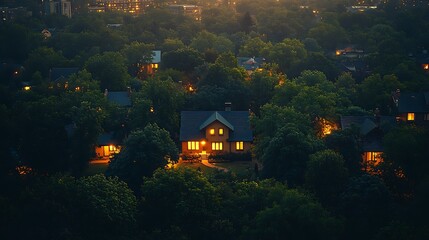 Naklejka premium Residential neighborhood at night